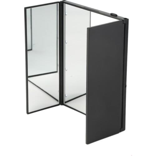 Brand New and High Guality 1 pcs Super Bright LED Lights Foldable Triple Mirror With Magnetic Opening Makeup Mirrors