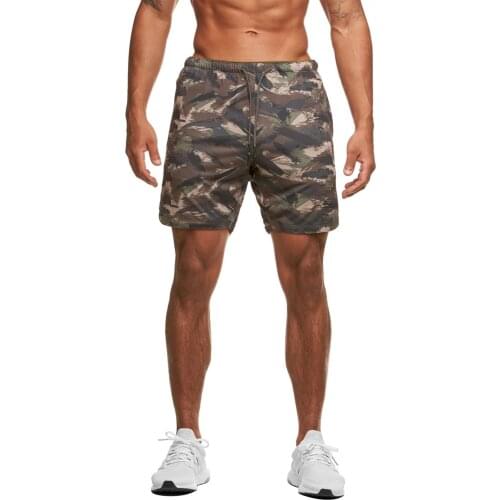 2021 3-Color Men Sports Shorts Camouflage Print Elastic Waist Sports Pants With Drawstring Suitable For Jogging Fitness