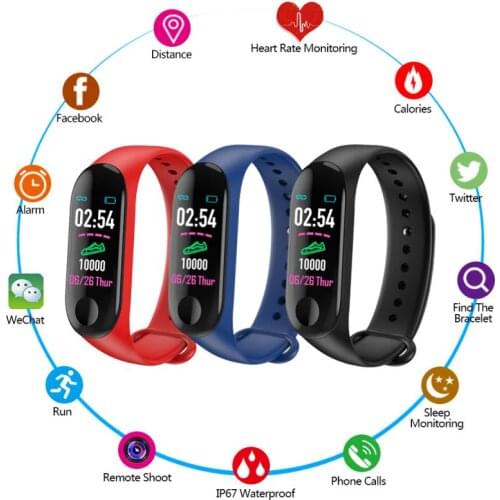 Sports Smart Bracelet Wristband Bluetooth Sport Smart Watch Heart Rate Blood Pedometer Chargeable Call Monitor Phone Tracker