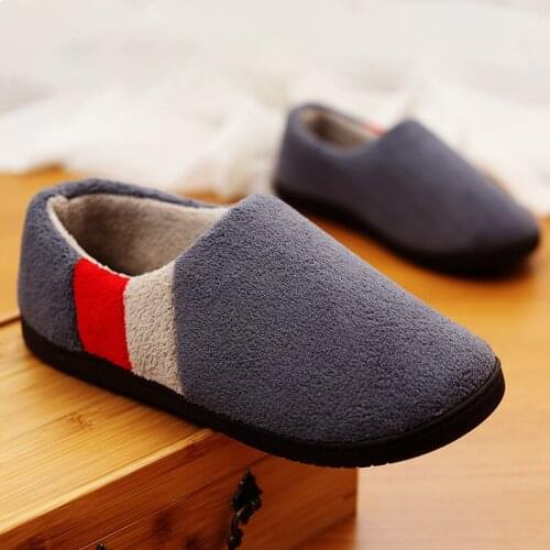 Men Slippers Home Memory foam Winter Plush Indoor Slippers Male Comfy Flock Non-slip Home Soft Slippers Mens Shoes Large Size