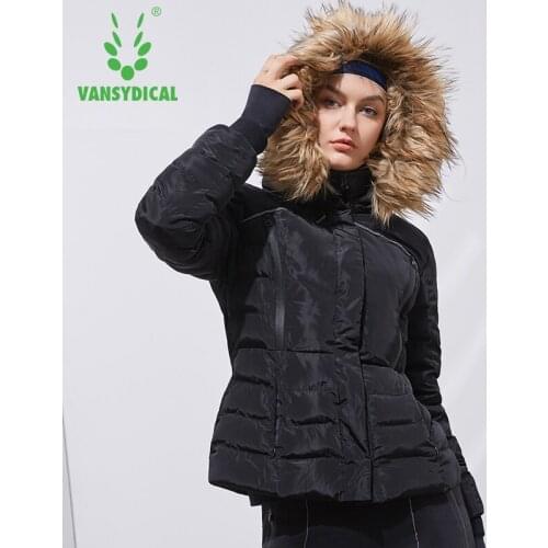Vansydical Winter Sports Down Coat Women Running Jacket Outdoor Workout Hoodies Thermal Windproof Fitness Jogging Sportswear Top