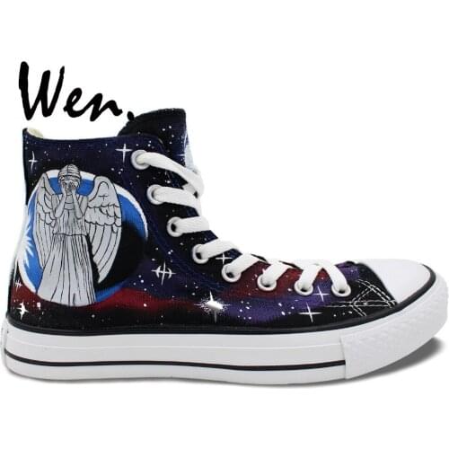 Wen Hand Painted Canvas Shoes Design Custom Weeping Angel Tardis Doctor Who High Top Men Womens Sneakers for Gifts