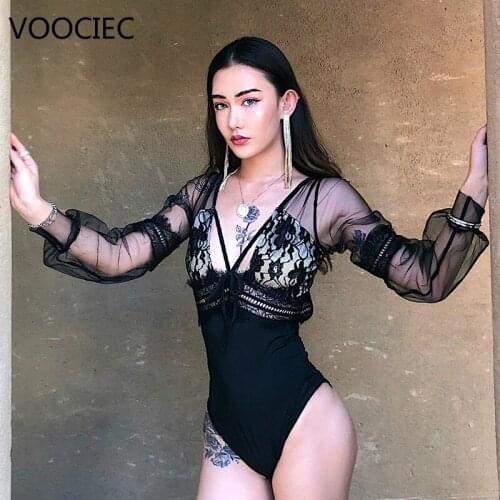 VOOCIEC Summer Woman Sexy Bikini Suit Bold High Waist Bikini Swimwear Women Twinset Sexy Lace Hanging Solid Hollow Sling Strap