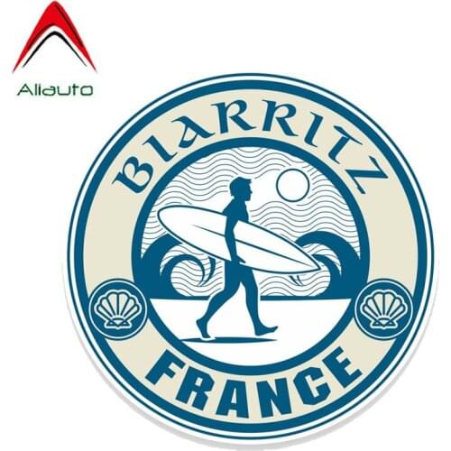 Aliauto Funny Car Sticker Travel Surf Cool Biarritz France Decoration PVC Decal for Mercedes Honda Toyota Volkswagen,13cm*13cm