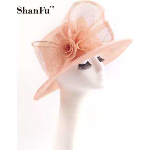 ShanFu Women Sinamay Fascinator Hat for Wedding Party Kentucky Derby Hair Accessories SFH9151
