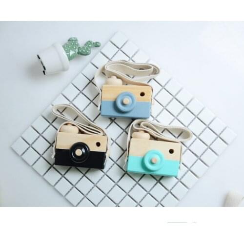 1PC Wooden Camera Cute Cartoon Baby Kid Creative Neck Camera Photography Prop Decoration Educational Children Wood Craft MA 005