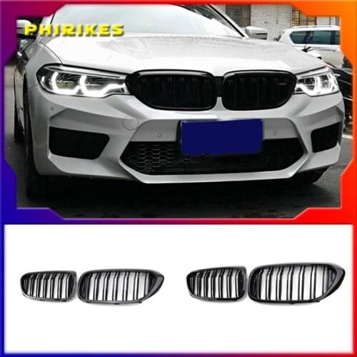 2PCS Car Racing Grill Meteor Diamond Star Style Front Kidney Grille Bumper For BMW 5 Series G30 G31 G38 520i 530i 540i 2018 2019