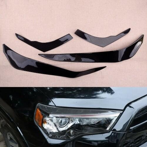 4pcs/set Real Carbon Fiber Headlight Eyebrow Eyelid Cover Trim fit for Toyota 4Runner 2010 2011 2012 2013 2014 2015 2016-2020