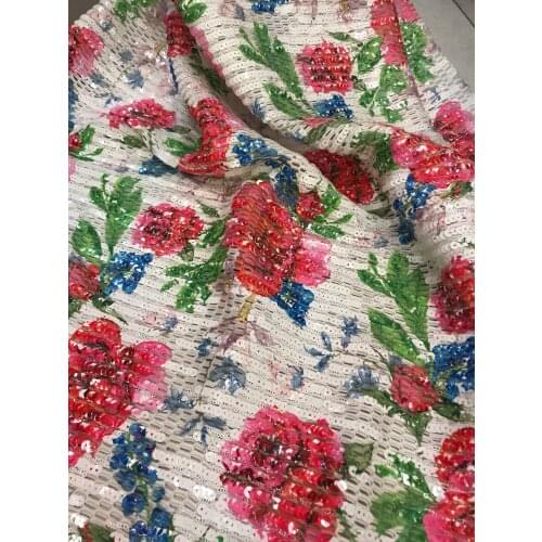 5yards embroidery sequins fabric best quality african tulle mesh lace Fashion design SYJ-928816 for sawing