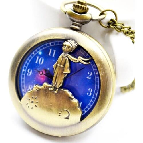 DHL Free Shipping Bronze Prince Pocket Watches Necklace Chain Men Gift Watches for Christmas Wholesale
