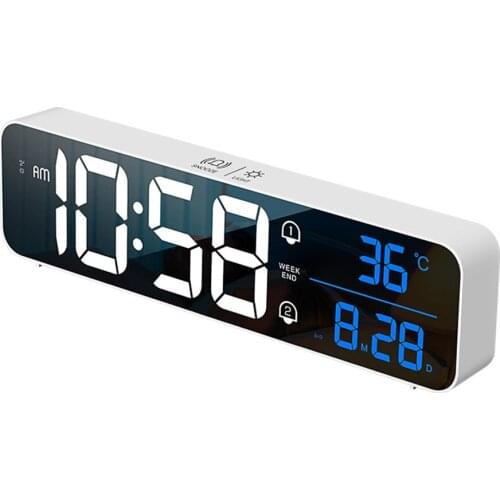 Alarm Clock LED Digital Watch Table Temperature Date Display Desktop Mirror Clocks USB 2400 MAh Electronic Desktop Clocks