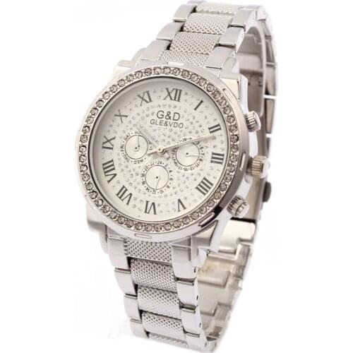 G&D Silver Women Quartz Wristwatches Stainless Steel Fashion Casual Womens Dress Watches Reloj Mujer Relogio Feminino Clock