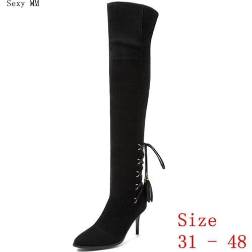 Spring Autumn Women Over the Knee Boots High Heel Woman Thigh High Boots Small Plus Size 31 - 48