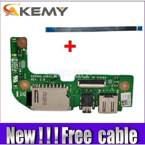 For ASUS X555 X555DG USB IO AUDIO CARD READER BOARD REV:2.0 With Cable MB 100% Tested Fast Ship