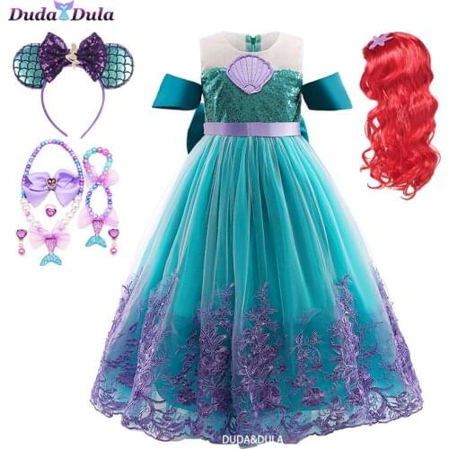 Little Mermaid Evening Elegant Dress Anime Clothes Dresses for Girls Costume Kids Fancy Dress for Girls Carnival Costumes 2021