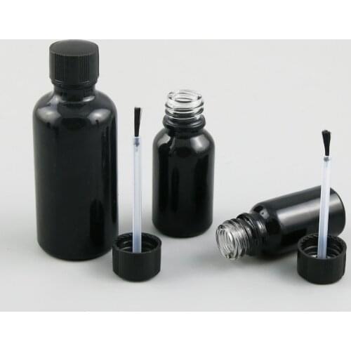 10x5ml 10ml 15ml 20ml 30ml 50ml 100ml Nail Polish Black Glass Bottle With Brush for Beauty Cosmetic Containers Simple Bottle