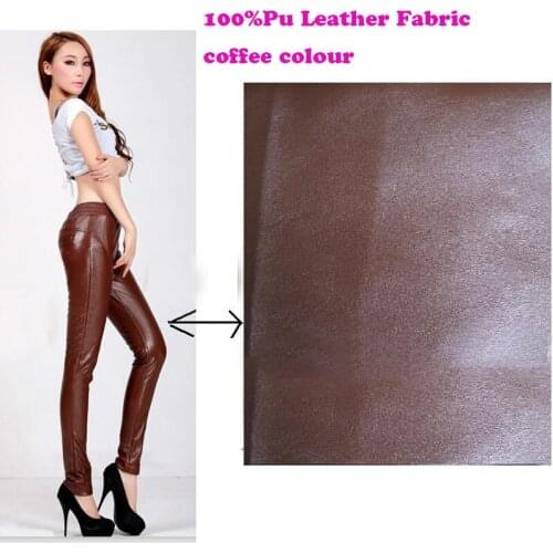 Good 135*50cm Coffee Faux PU Leather Fabric,Faux Leather Fabric,Synthetic Artificial Fabric Sewing Material For Diy Pants&Jacket