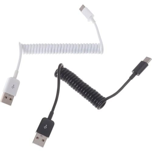 USB Type C Cable Spring Spiral Type-C Male To USB 2.0 Male Extension Cord
