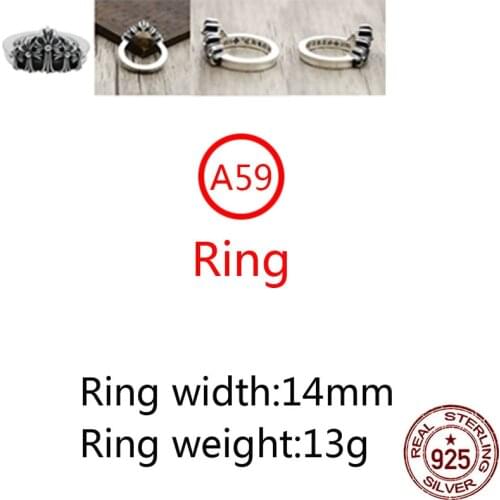A59 925 sterling silver ring jewelry retro personality cross letter shape punk fashion style couple shape gift for friends