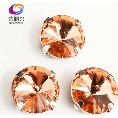 Round shape Water red AAA glass crystal flatback claw rhinestones,Silver bottom sew on stones with holes diy/apparel accessories