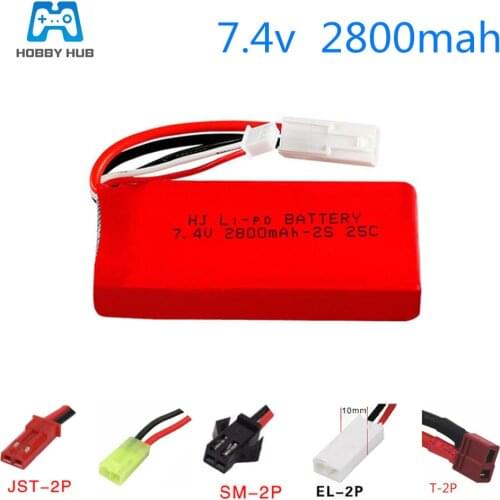 7.4V 2800mAh 25c Lipo battery for Feilun FT009 woltys 144001 RC Boat car Spare Parts 7.4v 2s Rechargeable battery