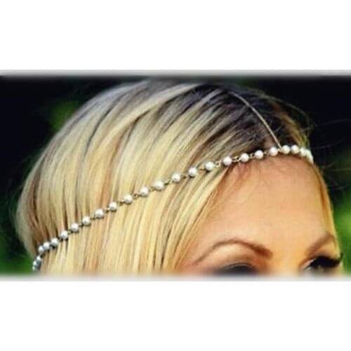 Korean version Fashion imitation pearl beaded charms head bands women jewelry Wedding bridal hair jewelry