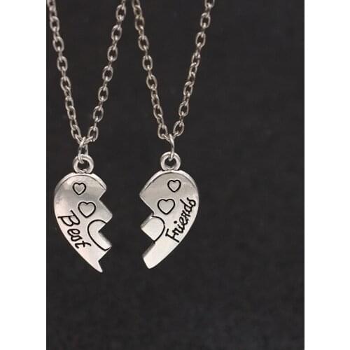 JAKONGO Antique Silver Best Friends Charm Pendant Long Chain Necklace for Womens Fashion Accessories 50cm