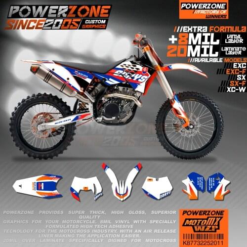 PowerZone Custom Team Graphics Backgrounds Decals 3M Stickers Kit For KTM SX SXF MX EXC XCW Enduro 125cc to 500cc 2007-2011 011