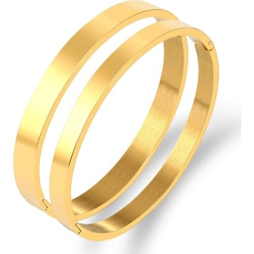 Simple Round Bangles & Bangles Stainless Steel Trendy Charm Bracelets Jewelry For Women Men Lover Wedding Brand Gift Bijoux