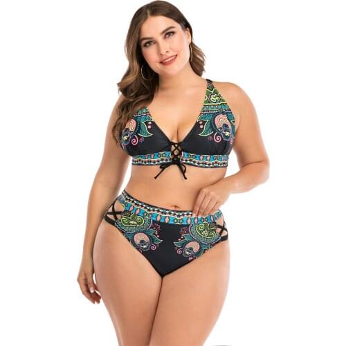 Plus Size Bikini Women 2021 Sexy Swimsuit Push Up Swimwear Print Bikini Set Large Size Bathing Suits Beachwear Swimming Suit 4XL