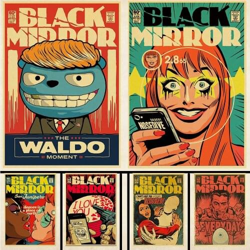 Vintage Classic Movie Black Mirror Poster Good Quality Painting Retro Poster Kraft Paper For Home /Bar Wall Decor