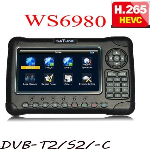 Satlink 6980 hevc h.265 7 Inch LCD WS6980 ws-6980 DVB-S2/C DVB-T2 Optical detection Spectrum satellite finder satlink WS 6980