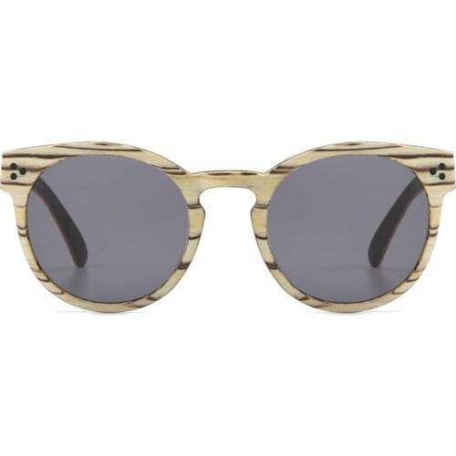 2021 Fashion White Ice Wood Round Sunglasses Vintage Women Men Sun Glasses Polarized Lens Handmade