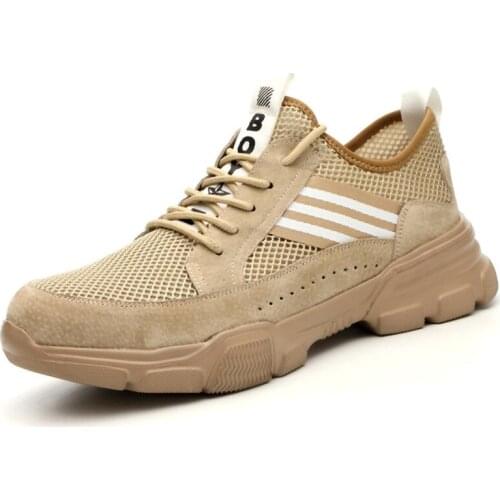 Light Summer Mens Work Safety Boot Air Mesh Steel Toe Safety Shoes Indestructible Sneakers Industry Working Shoes Men Shoes