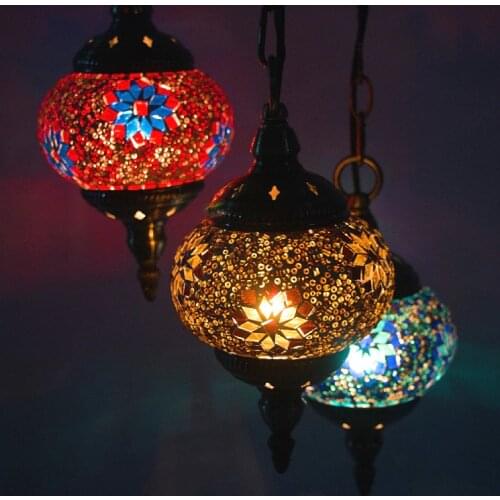 Bohemia Turkish pendant light led stained glass Mediterranean kitchen bar entrance corridor balcony hanging lamps