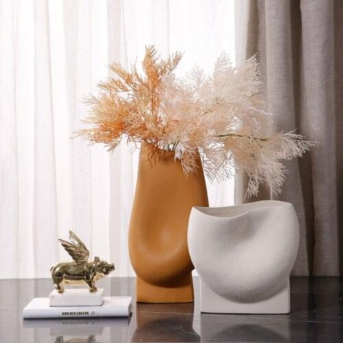 Vase Nordic Ceramic White Orange Modern Home Decoration Accessories Flower Pots вазы для цветов для дома дизайн для дома