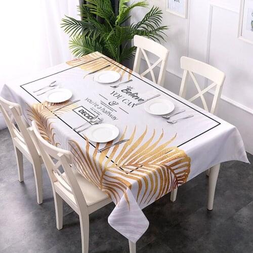 Waterproof Rectangle Dining Table Cloth Hot stamping leaf Geometric Table Cover for Wedding Party Kitchen Tablecloth
