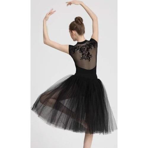 Professional ballet skirt, 60cm long, with mesh lace, white, black, pink, adult, dancer, dance, elastic belt, tulle skirt, women