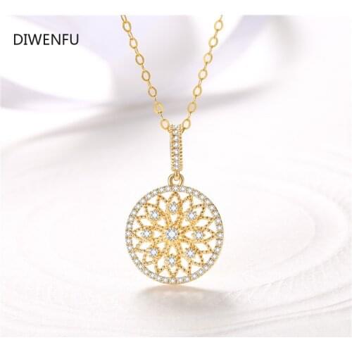18K Yellow Soild Gold Necklace Pendant for Women Natural Diamond Gold Pierscionki Bijoux Femme Chain Necklace Naszyjnik Jewelry