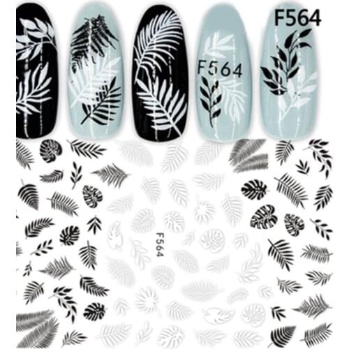 1 Sheet Black White 3d Nail Art Stickers Flowers Leaves Geometry Nail Stickers Nail Foil Nails Art Nail Decoration Nail Art