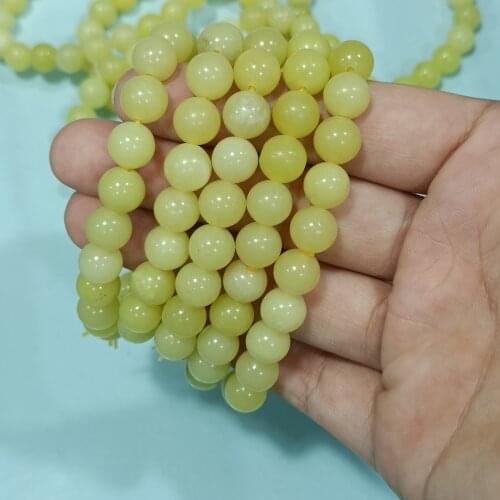 1pc Natural Stone Lemon Jade Bracelet Round Beads Crystal Quartz Healing Women Men Jewelry Gifts