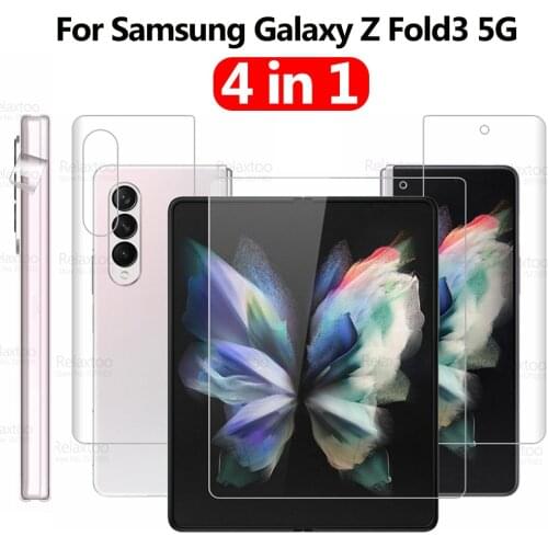 4in1 For Samsung Galaxy Z Fold3 5G Hydrogel Protective Film Sumsung Z Fold 3 ZFold3 Camera Back Front Screen Protector Not Glass