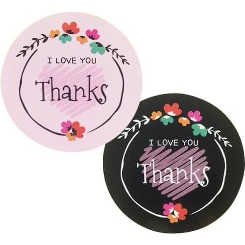 80 Pcs/lot New Arrival Flower Design Sticker Labels Paper Stickers 'Thanks' 'I LOVE YOU' Scrapbooking Seals For Gifts 2 color