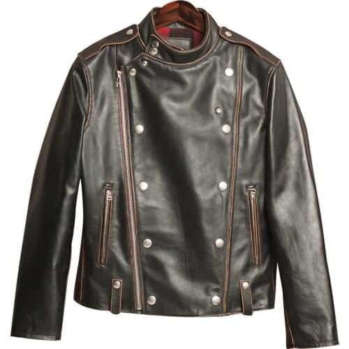 Free shipping.classic J31 style.handsome men cowskin Jacket,mens genuine Leather slim coat.cool motor vintage clothing