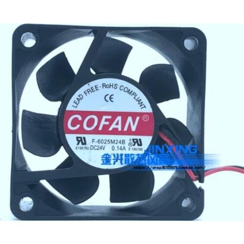 COFAN F-6025M24B DC 24V 0.14A 60x60x25mm 2-Wire Server Square Fan