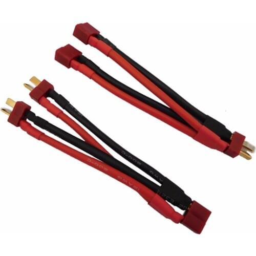 Deans Parallel Battery Connector Cable Dual Extension Y Splitter Silicone Wire T Plug Harness for 2 Packs in Parallel