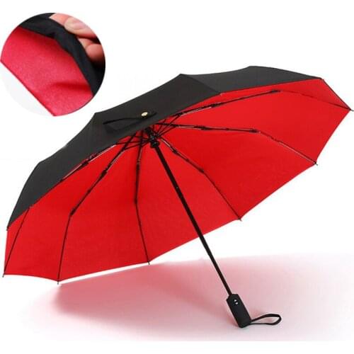 10K Double Layer Windproof Automatic Umbrella Male Man Three Folding Womens Umbrella Rain Sun Large Durable Frame Parasol