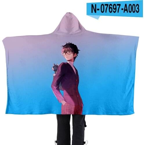 Eternal Punishment Print Two Dimensional Pattern With Cap Flannel Heating Comfortable Blanket Home Hooded Lazy Man Wearing Cape