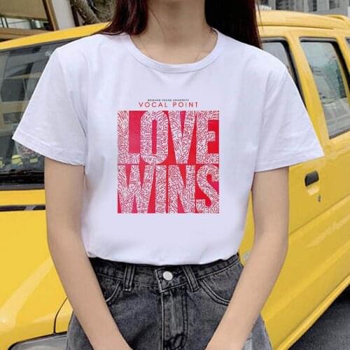 Tshirt Women Beautiful Love Wins Printed T shirt Harajuku 90s Clothing T-shirt Female Tops Short sleeve Tee Top Tees