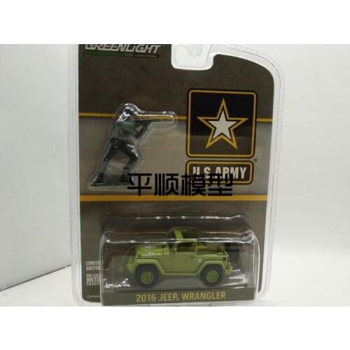GREENLIGHT 1:64 2016 Wrangler Jeep U.S ARMY with Soldier doll Limited collection metal die-casting car model